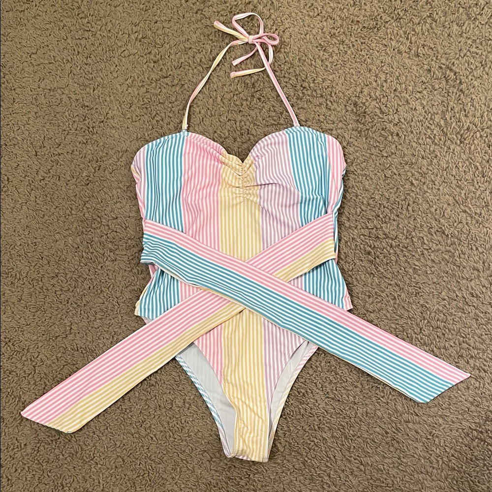 Pastel Stripe One-Piece Swimsuit